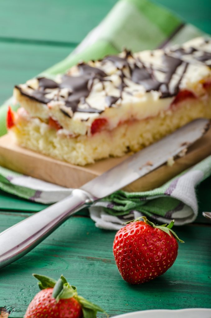 Mom's dessert with fresh strawberries