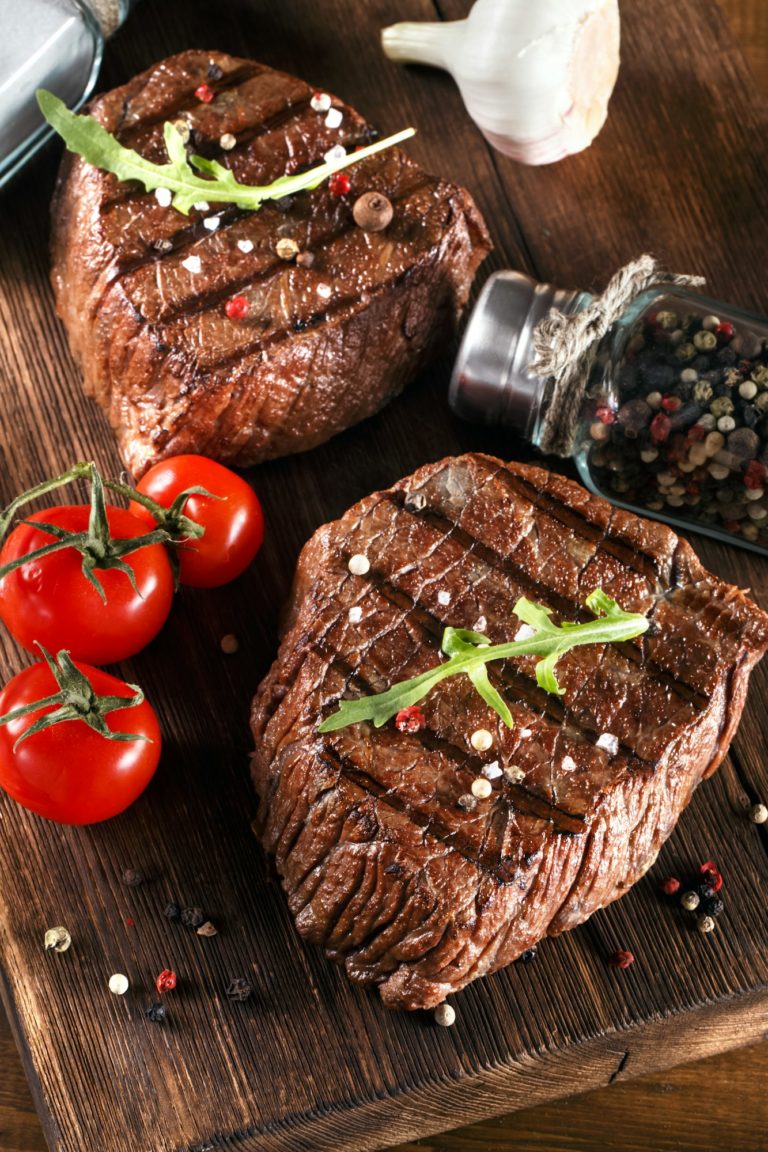 Beef steak on a barbecue grill